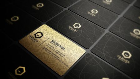 Biglietto da visita elegante nero e oro 1