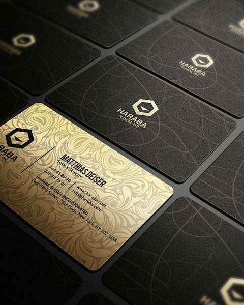 Biglietto da visita elegante nero e oro 1