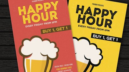 Volantino promozionale happy hour stile fumetto 2