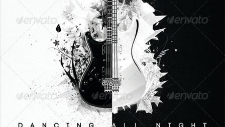 Volantino bianco e nero per evento musicale