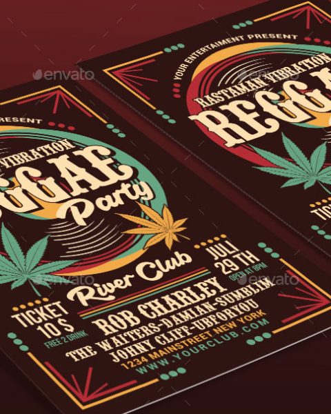 Volantino per evento musicale reggae party 2
