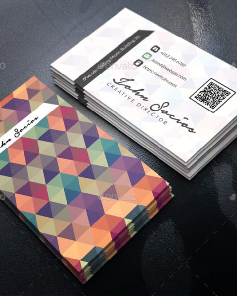 Biglietto da visita colorato con esagoni-2