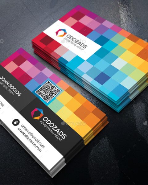 Biglietto da visita con scacchiera colorata-2