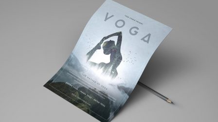 Flyer volantino illustrato per servizi legati al mondo dello yoga