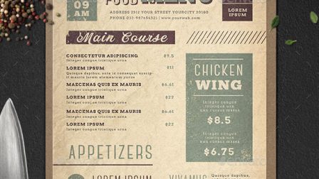Menù vintage per pub burger 2