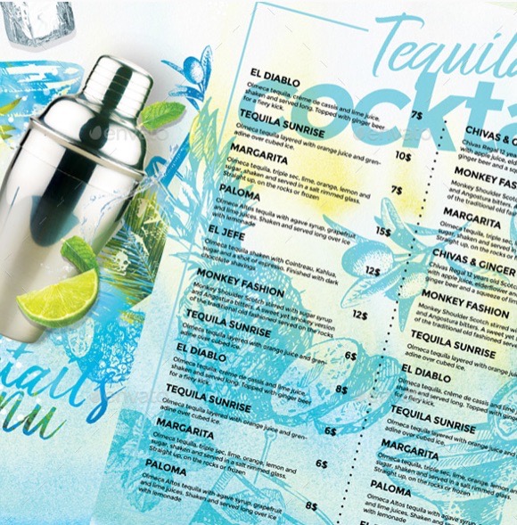 Menù drink bevande cocktails
