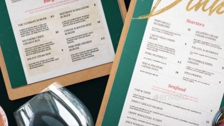 Menù per pub pizzeria ristorante