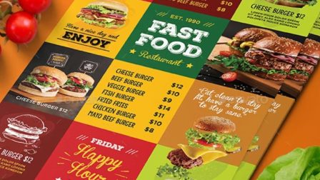 Menù per pub hamburgeria V6