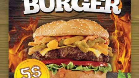 Volantino promozionale per pub hamburgeria V3